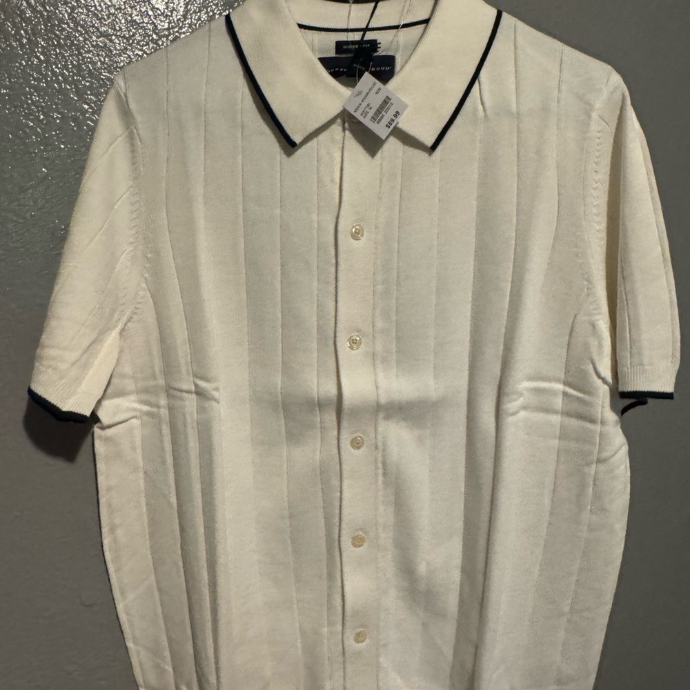 Men's Cream Shirt with Black Trim